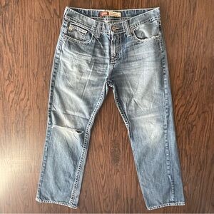 Big Star Pioneer Boot Cut Men's Relaxed Faded Blue Destroyer Jeans 36x30